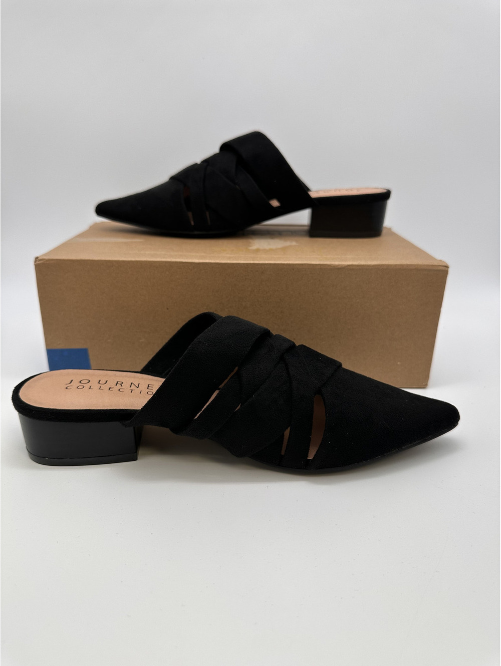 Journee Collection Kalida Black Pointed Toe Mule Shoes
